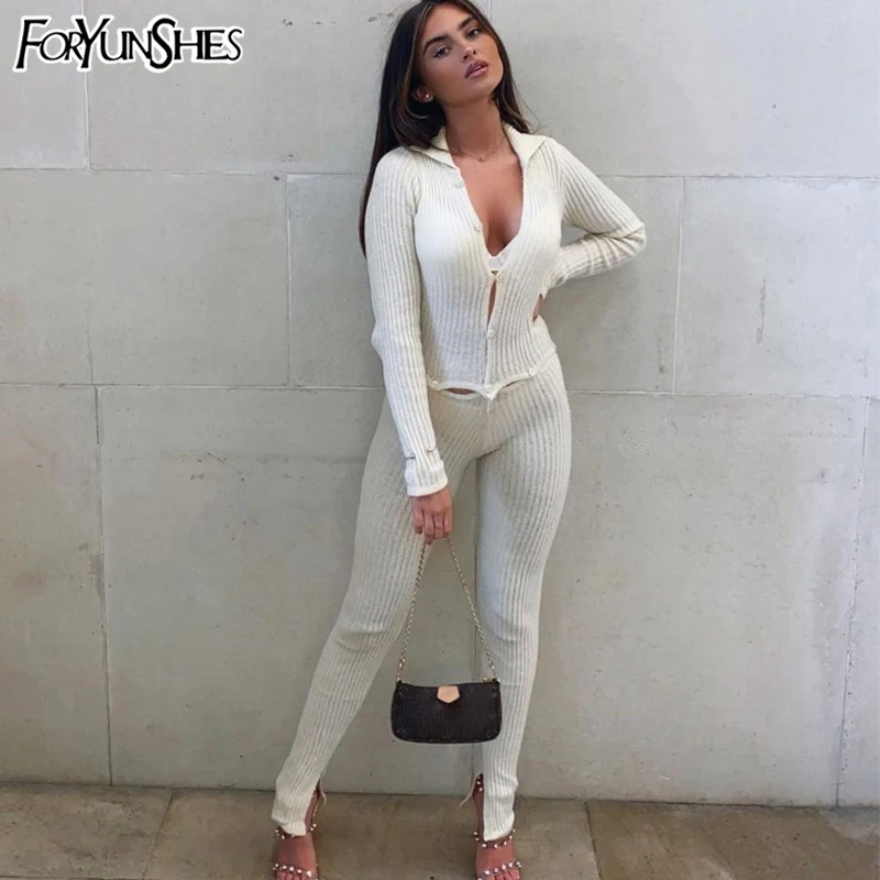 knitted buttons bodycon jumpsuit sexy women