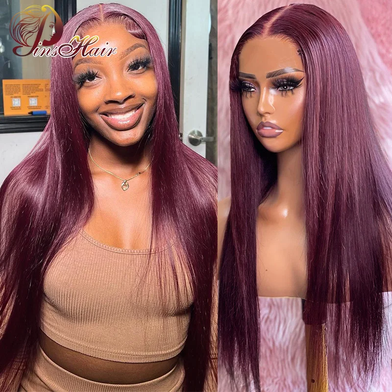 burgundy transparent lace wig human hair