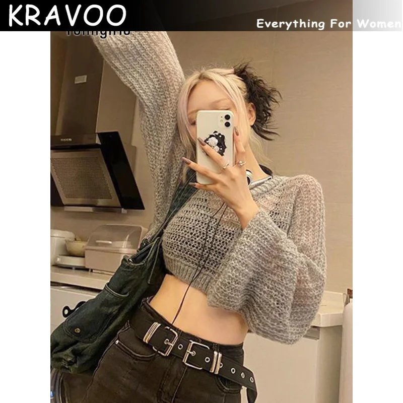 cuteandpsycho hollow out cropped knit smock