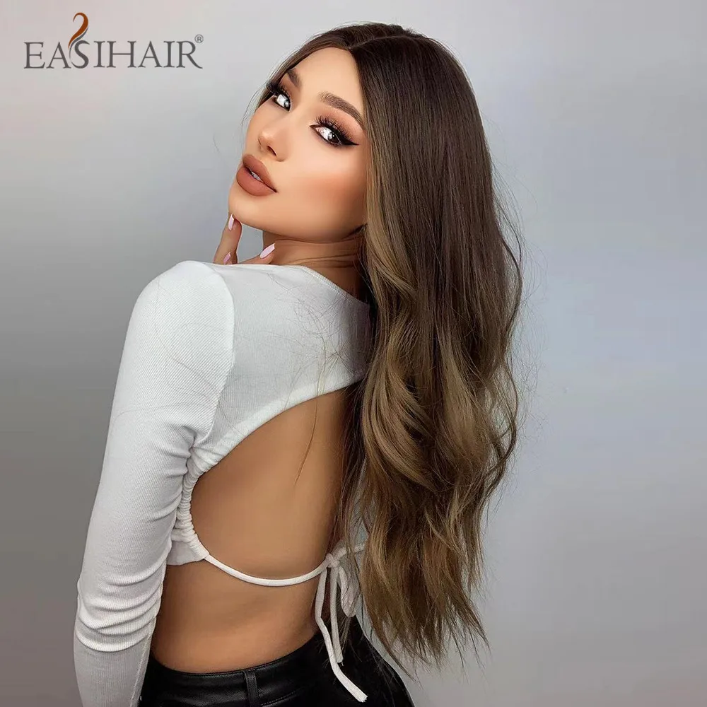 easihair brown wavy synthetic wigs for