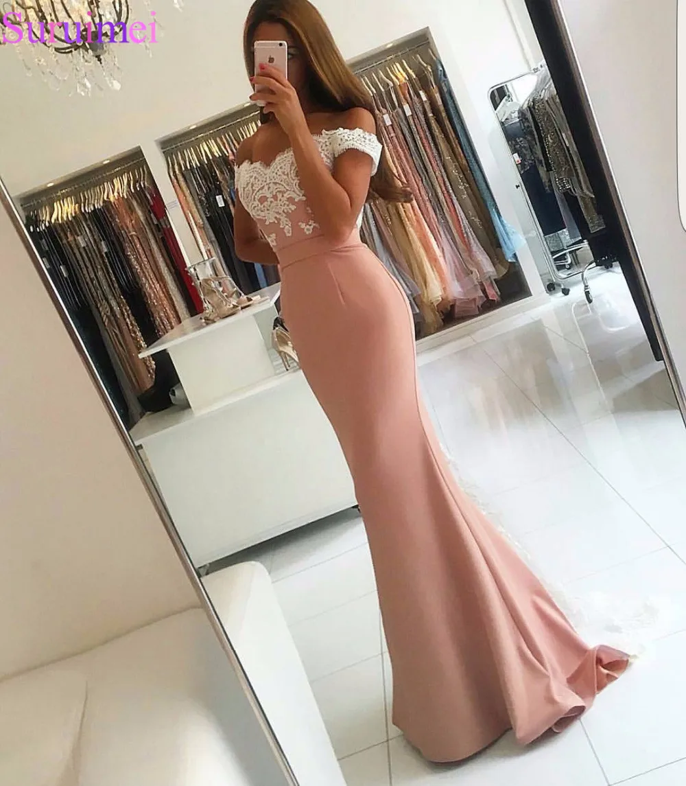 blush pink evening gown mermaid prom