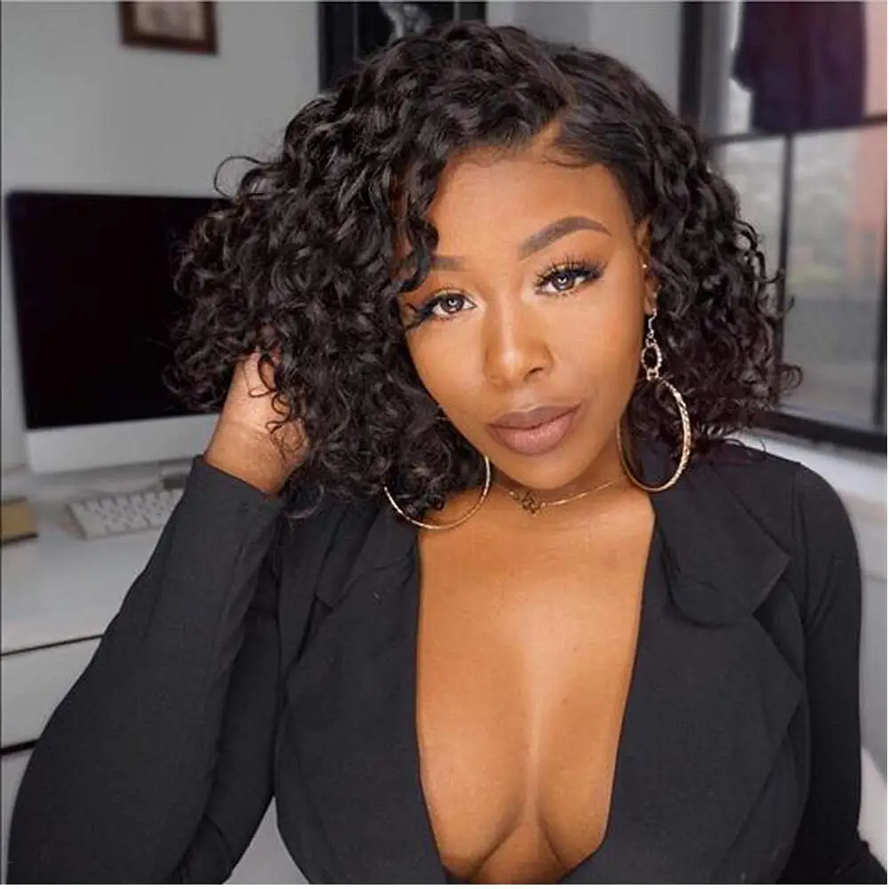 short curly remy fake scalp wig